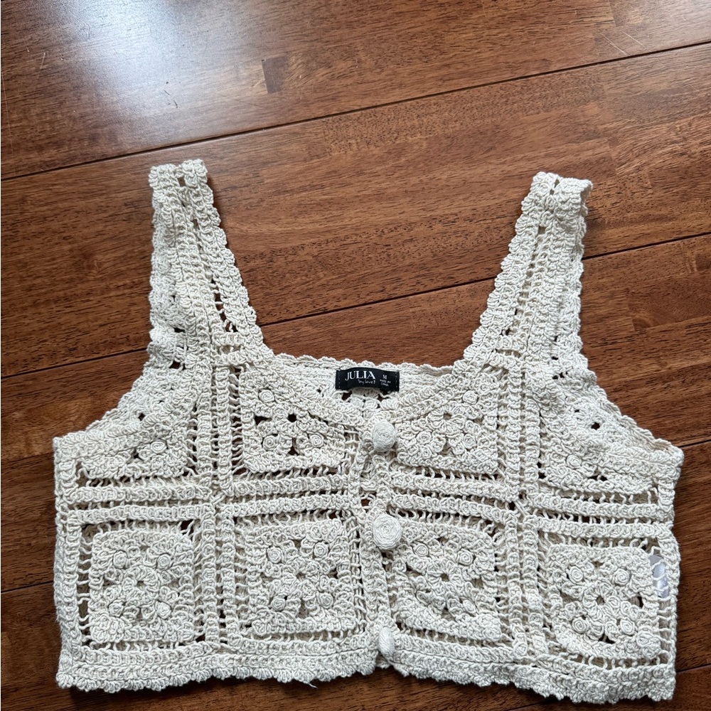 Crochet Cream Crop Top